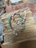 Beads & flower bracelet
