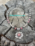 Pink4,Rhodochrosite flowered necklace