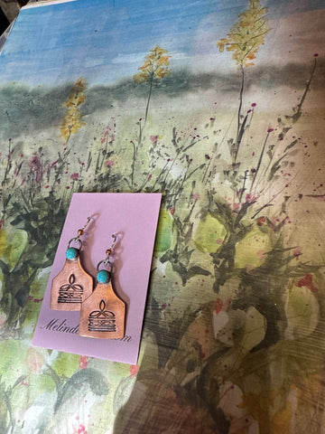 Copper Boot Stitched earrings