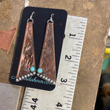 Slanted copper Sliver w/turquoise