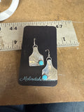 Silver Cow Tag Stud Earrings, Dangle Earrings, 18" Necklace