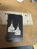 Silver Cow Tag Stud Earrings, Dangle Earrings, 18" Necklace