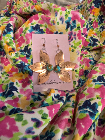 1 3/4” copper Pony Petal earrings