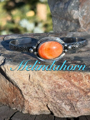 Orange spiny stacker bracelet