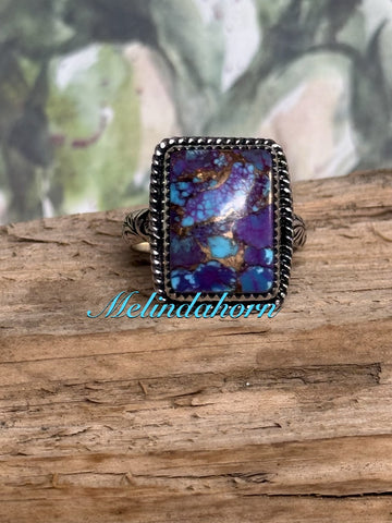 R104, purple Mohave rectangle ring