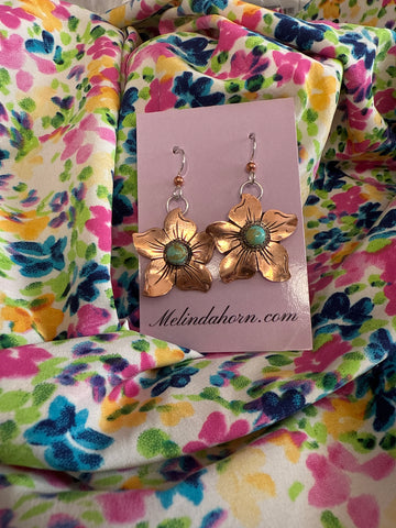 Copper Apple Blossom Dangle Earrings