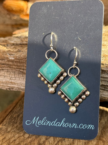 Dotted Turquoise square earrings