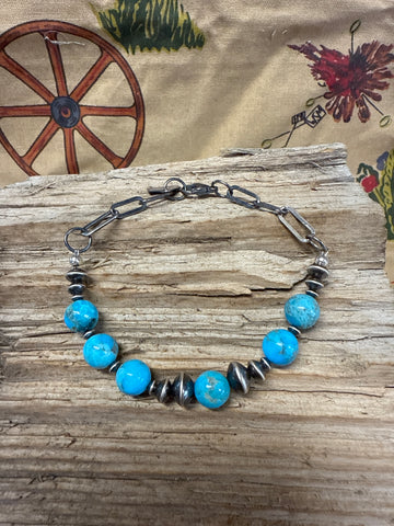 Cow chain& blue turquoise bracelet