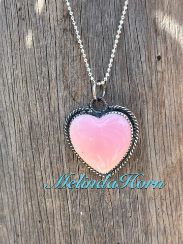 Pink Conch heart necklace