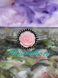 Pink conch carved rose bracelet