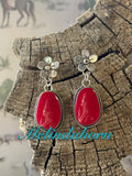Red Rosarita flower drop earrings