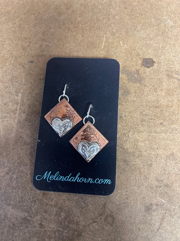 Copper squares and hearts earrings