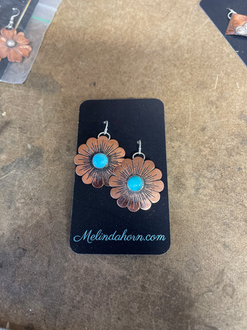 Copper concho earrings