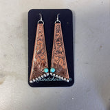 Slanted copper Sliver w/turquoise