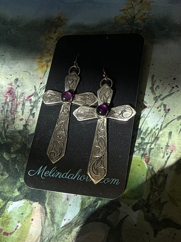Sterling silver cross earrings