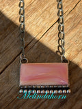 Pink conch bar necklace