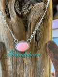 Pink conch, bar necklace