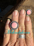R120, size 8 1/2, pink conch ring