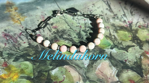 Pink conch & cow chain bracelet