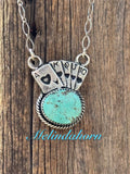 Card hand turquoise neck