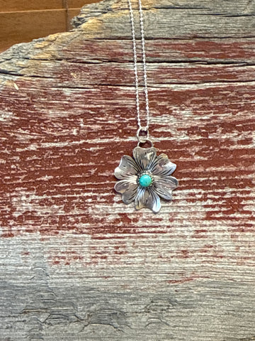 1 1/4” Silver Western Flower Necklace