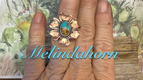 R43,Copper Western flower ring