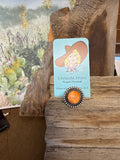 R7,Orange round sterling ring 7 1/4