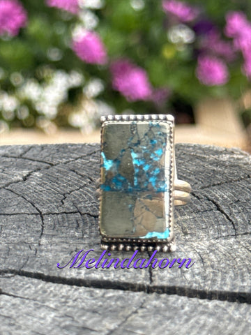 Rectangle Persian turquoise ring