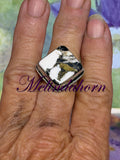 R174, size 10, White Buffalo ring