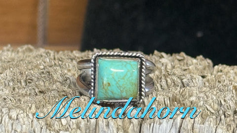 R165,square Kingman turquoise ring