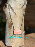 Pink conch bar necklace