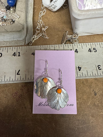 Live Edge Petal Flower Dangle Earrings