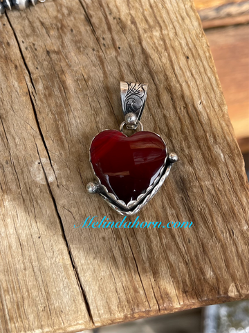 Dark Red Rosarita heart pendant