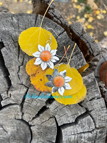 Sunflower orange spiny centers earrings