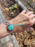 Copper flowers and turquoise bracelet