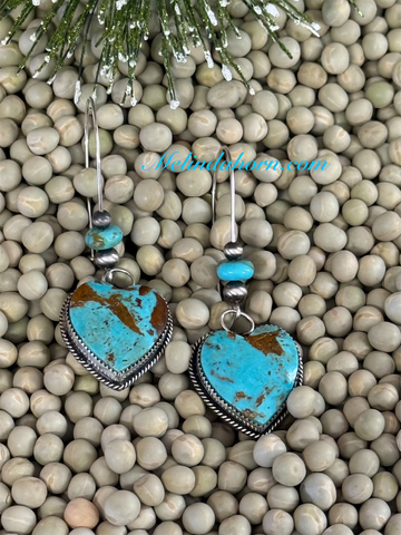 Kingman turquoise heart earrings