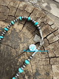 Kingman turquoise and sterling beaded necklace