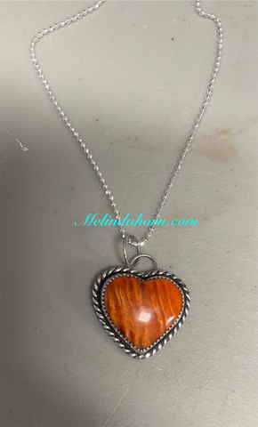 Orange spiny heart necklace