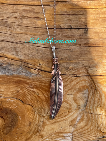 Copper feather necklace