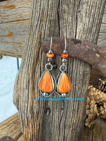 Orange spiny Pinecone earrings