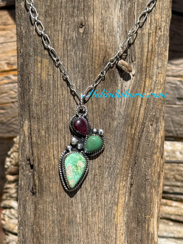 Turquoise and Purple spiny prickly pear necklace