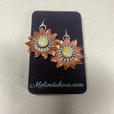Copper Sunflower Dangle Earrings