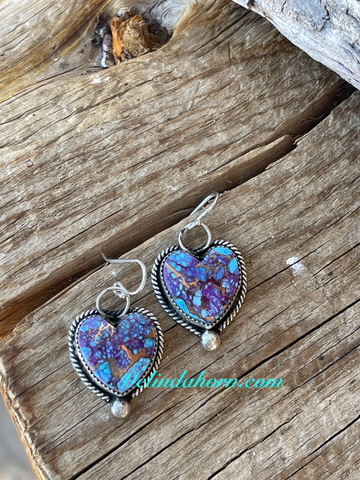 Purple Mohave heart earrings