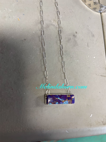 Purple Mohave bar necklace
