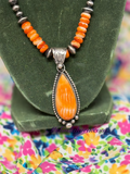Orange spiny necklace and pendant
