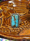 #8 turquoise rectangle ring