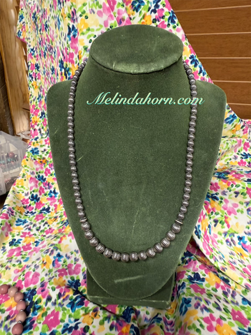 Corrugated sterling beaded necklace