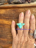Turquoise calf head ring