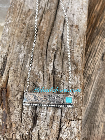 Sterling &turquoise bar necklace