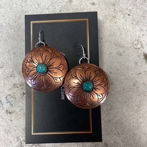 Round concho copper earrings